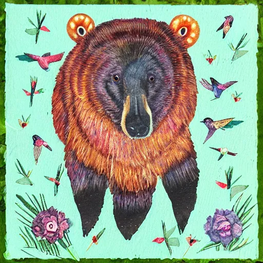 Image similar to hummingbird and bear mix