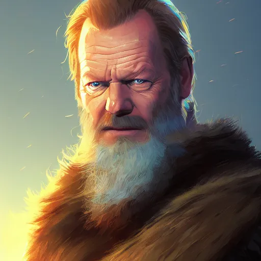 Image similar to portrait of iain glen as odin, the nordic god, mattepainting concept blizzard pixar maya engine on stylized background splash comics global illumination lighting artstation lois van baarle, ilya kuvshinov, rossdraws