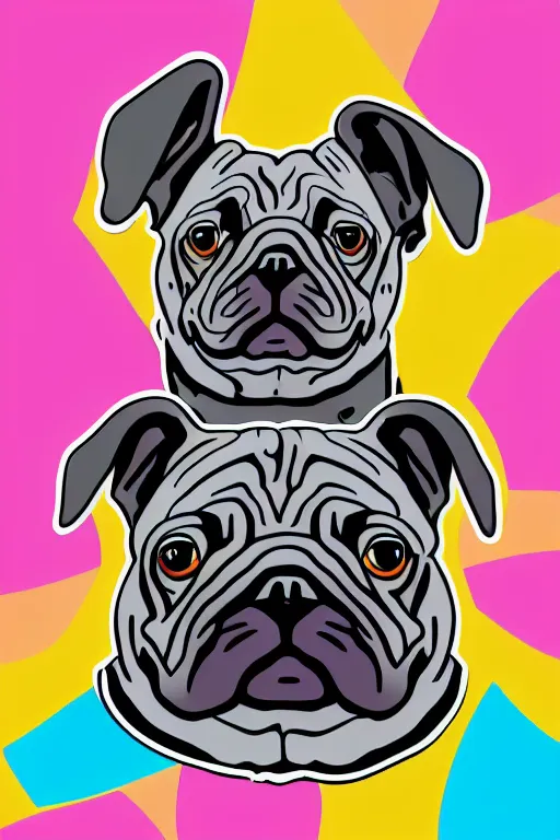 Image similar to Portrait of a big chungus pug, sticker, colorful, illustration, highly detailed, simple, smooth and clean vector curves, no jagged lines, vector art, smooth