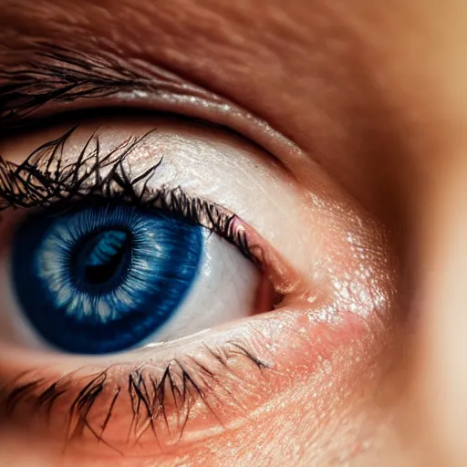 Image similar to hyper detailed eye closeup, woman, macro photograph, iris, long eyelashes