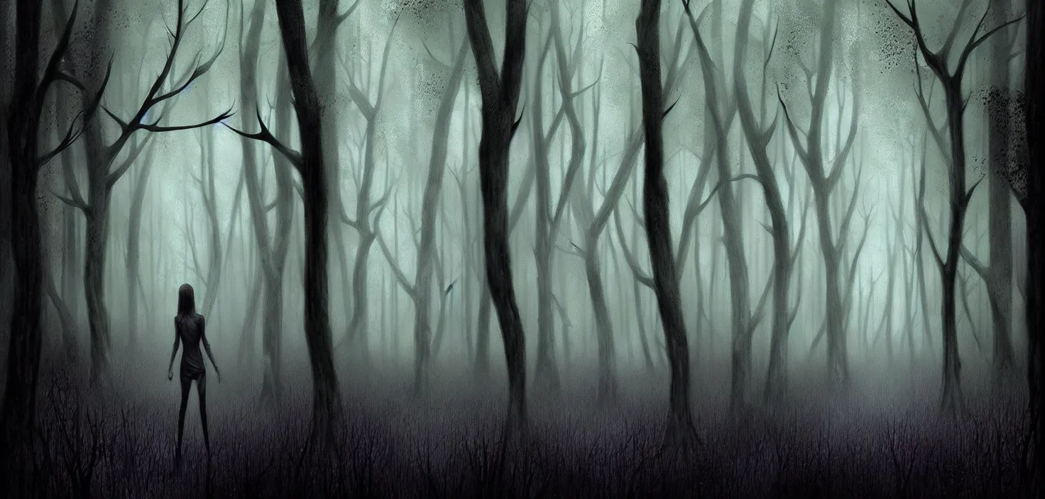 Prompt: dark forest by deharme lise