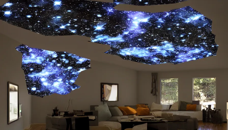 Prompt: diy arts and crafts project of a quatum generator projecting galaxies and black holes on your ceiling, realistic materials, hyperrealistic