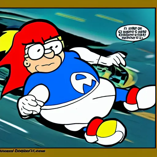 Prompt: a portrait of Peter Griffin as a sonic the hedgehog OC, MS paint, poor artistic skill, text bubble saying hey lois as he runs past, incredibly fast family guy drawing, poor quality art, DeviantArt post