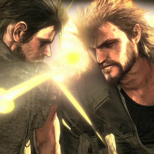 Image similar to Jesus and Judas fighting in Metal Gear Rising