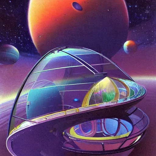 Image similar to a spiral shaped orbital space habitat by moebuis and paul lehr