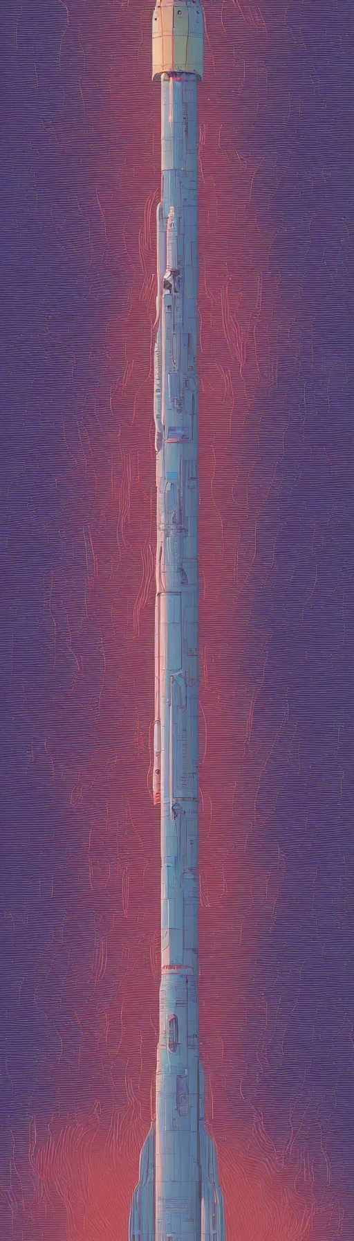 Image similar to an original jean giraud and beeple digital art masterpiece of a giant rocket