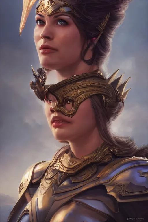 Image similar to amazon valkyrie athena, d & d, fantasy, portrait, highly detailed, headshot, digital painting, trending on artstation, concept art, sharp focus, illustration, art by artgerm and greg rutkowski and magali villeneuve