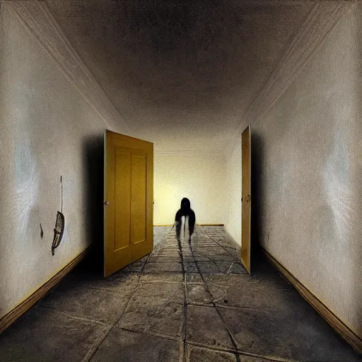 Prompt: a painting on the wall with real 3 d depth by time burton, award winning surreal photography