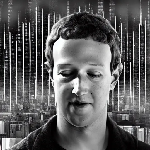 Image similar to Intricate matte painting of tubes coming out of Mark Zuckerberg's head into a computer