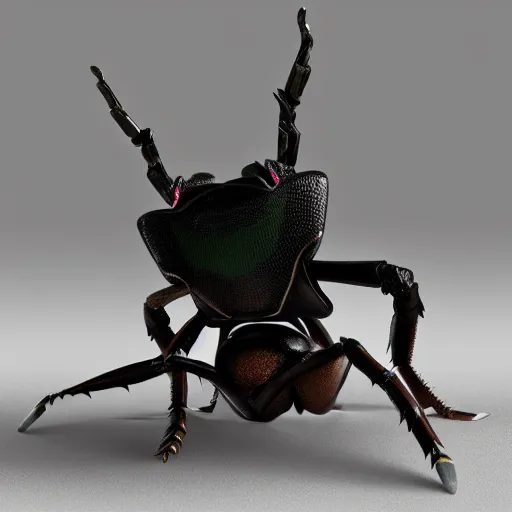 Prompt: a 3 d render of a stagbeetle warrior, hyper realistic, fully detailed, anatomy, realistic lighting, octane render, unreal engine, 4 k,