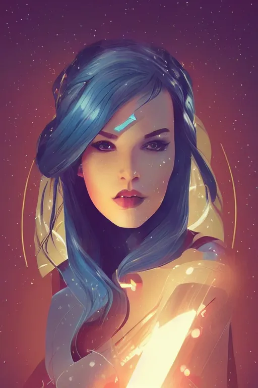 Image similar to lighting, a simple vector based illustration of a beautiful female space solder, by ross tran, artgerm, surrealism