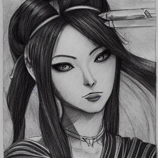 Prompt: stunning pencil sketch of azula