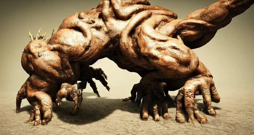 Image similar to a grotesque and malformed monster crawling towards the camera, high quality, unreal engine, octane render, natural light outside, animated horror still