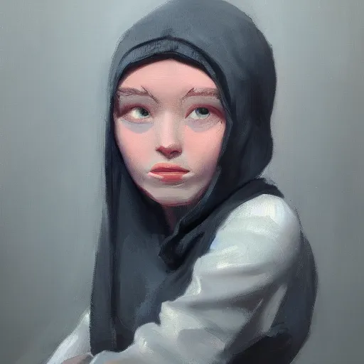 Image similar to a character in vr, oil painting, pale colors, high detail, 8 k, wide angle, trending on artstation,
