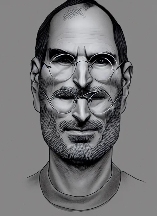 Image similar to steve jobs portrait, detailed manga drawing, intricate, artstation trending, 8 k, timeless