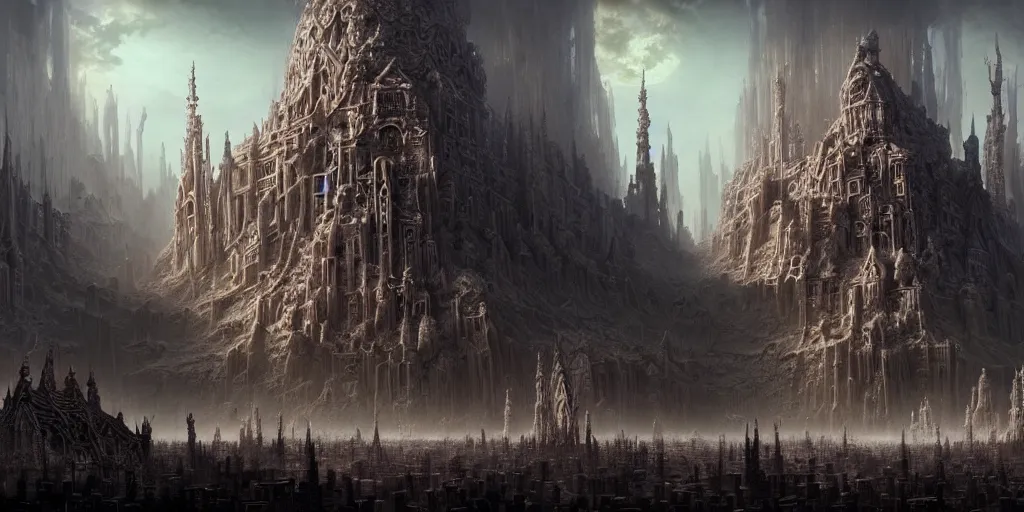 Prompt: a beautiful and insanely detailed matte painting of an advanced sprawling undead civilization with surreal architecture designed by akihiko yoshida!, whimsical!!, epic scale, intricate details, sense of awe, elite, fantasy realism, complex layered composition!!