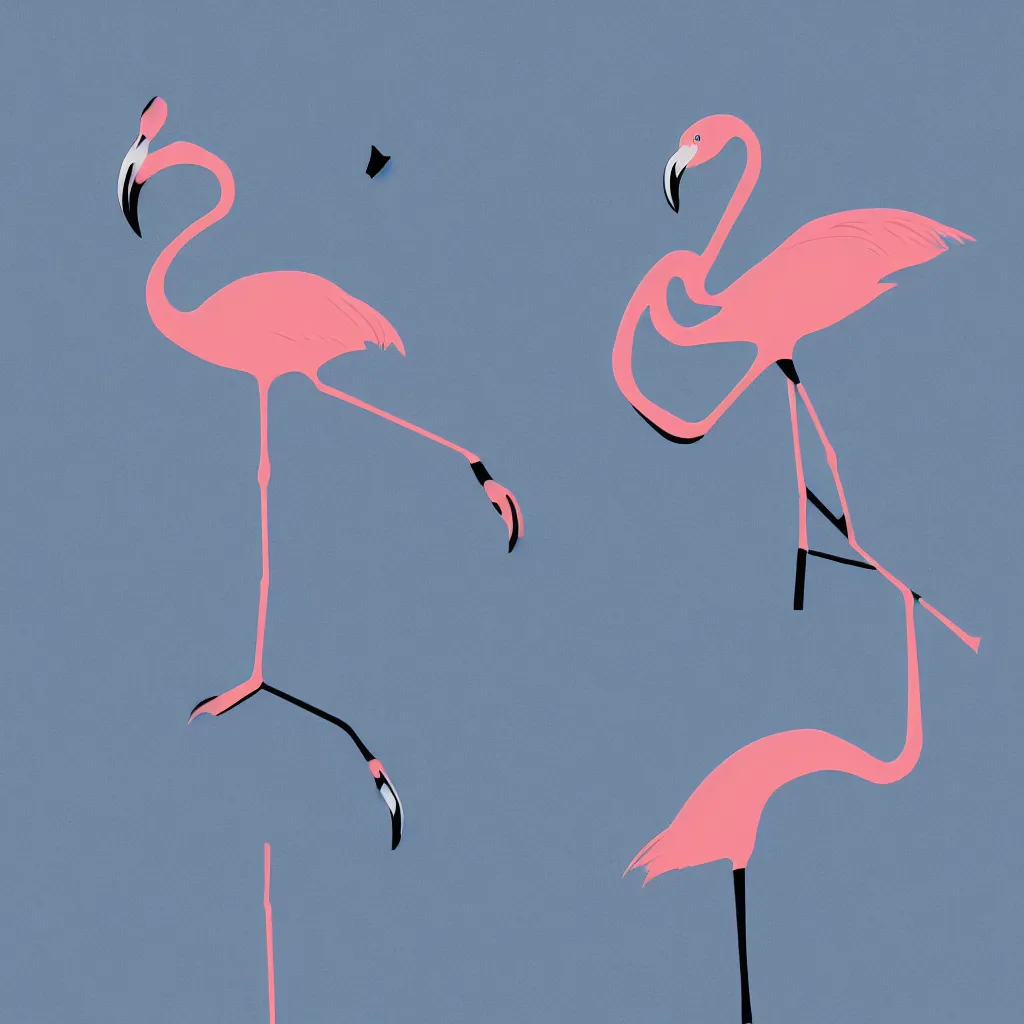 Prompt: logo of a flamingo, modern, angular, aggressive, stylized, classic, blue, black, pictoral mark. iconic logo symbol