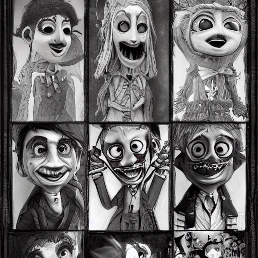 Image similar to Childrens Character design Concept arts created by Tim Burton, art station, highly detailed,