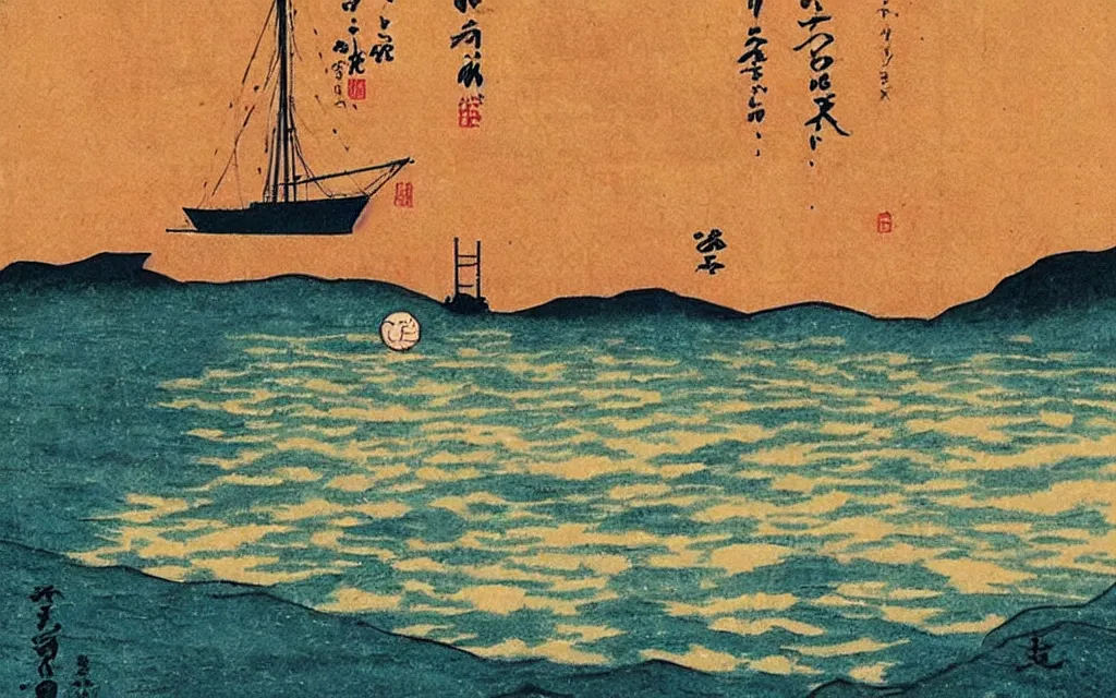 Image similar to 🌅 ⛵🌘 🌌. shin - hanga.