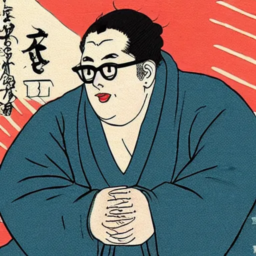 Prompt: ukiyo-e scene featuring jonah hill. nerdy jonah hill Superbad. Handsome male actor