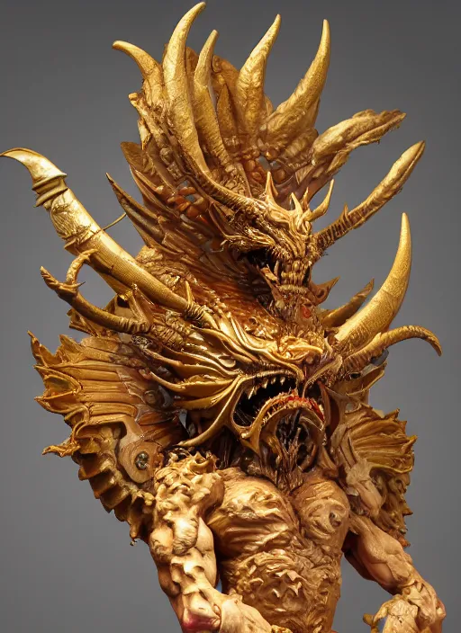 Prompt: high intricate sculpture of a baroque hellfire demon made of porclain, studio light, maria panfilova, andrea savchenko, mike kime, ludovic plouffe, qi sheng luo, oliver cook, trending on artstation