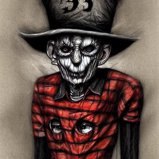 Image similar to surrealism grunge cartoon portrait sketch of Jigsaw, by michael karcz, loony toons style, freddy krueger style, horror theme, detailed, elegant, intricate