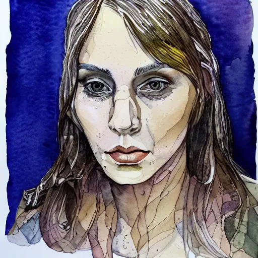 Prompt: portrait of magickjell, watercolor, ink lines, lars lerin, highly detailed