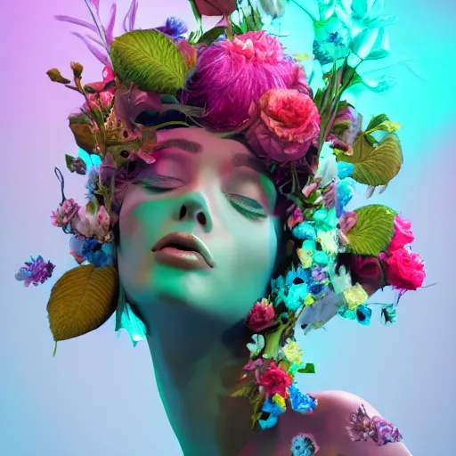 Image similar to a beautiful amazing art of flora addict out of curl noise splines by tom Haugomat, Serena Malyon, Maxim Shirkov, Alex Pogrebniak and Robin Gundersen, Trending on artstation, featured on Behance, Vision of chaos, octane render.:1