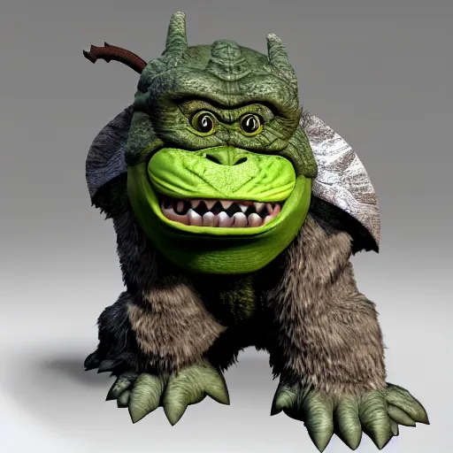 Prompt: skyrim godzilla yoda donkey kong pikachu yeti shrek super mario homer groot waluigi darth vader mike wazowski, highly detailed, extremely high quality, hd, 4 k, 8 k, professional photographer, 4 0 mp, lifelike, top - rated, award winning, cinematic, realistic, detailed lighting, detailed shadows, sharp, no blur, edited, corrected, trending