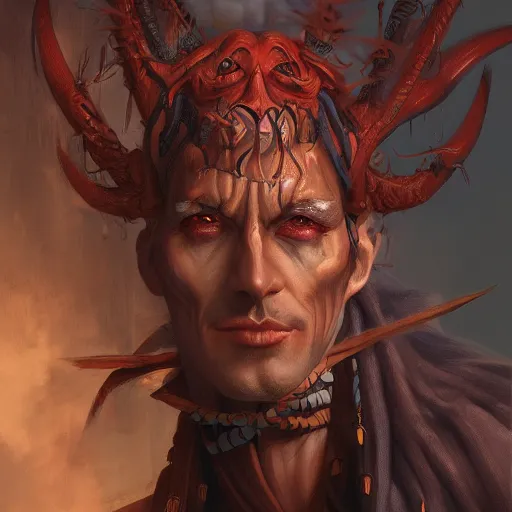 Prompt: digital full character painting of a powerful warlock, hyperdetailed, beautiful, magic spell, demons, by Gerald Brom, trending on Artstation