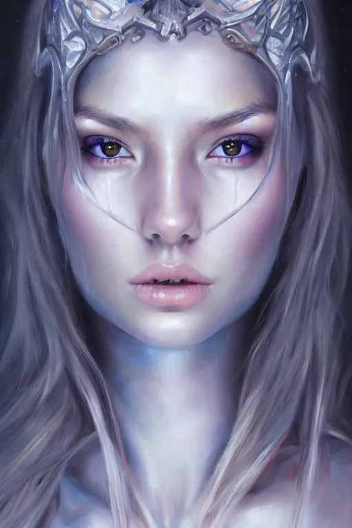 Prompt: a photorealistic painting of an attractive young girl, partially clothed in ethereal armor emitting psychic powers, beautiful bone structure, symmetrical face, perfect eyes, intricate, elegant, highly detailed, hyper detailed, trending on tumblr, by artgerm, by loish, fantasy scene, fantasy aesthetic, trending on Artstation