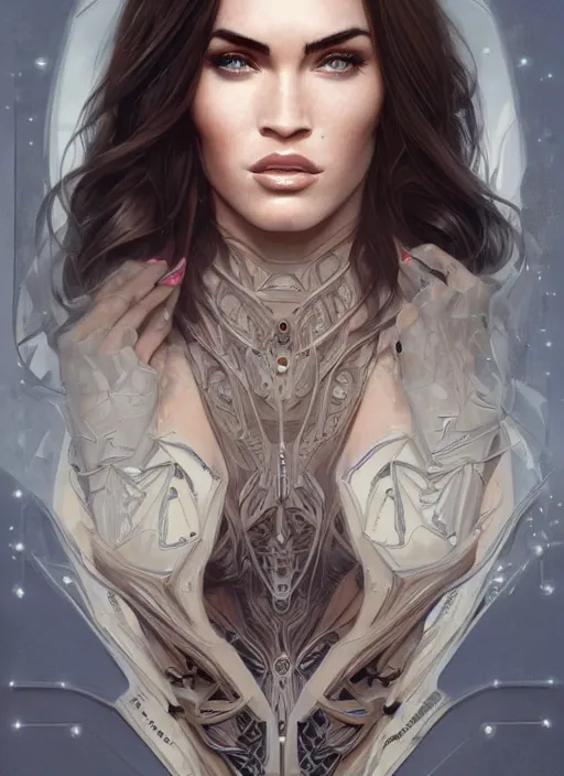 Prompt: symmetry!! megan fox, machine parts embedded into face, intricate, elegant, highly detailed, digital painting, artstation, concept art, smooth, sharp focus, illustration, art by artgerm and greg rutkowski and alphonse mucha, 8 k