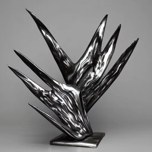 Image similar to liquid forms in metal abstract sculpture cyberpunk