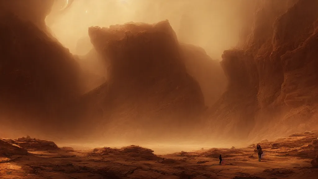 Prompt: canyons of mars during a sandstorm. andreas achenbach, artgerm, mikko lagerstedt, zack snyder 3 8 4 0 x 2 1 6 0