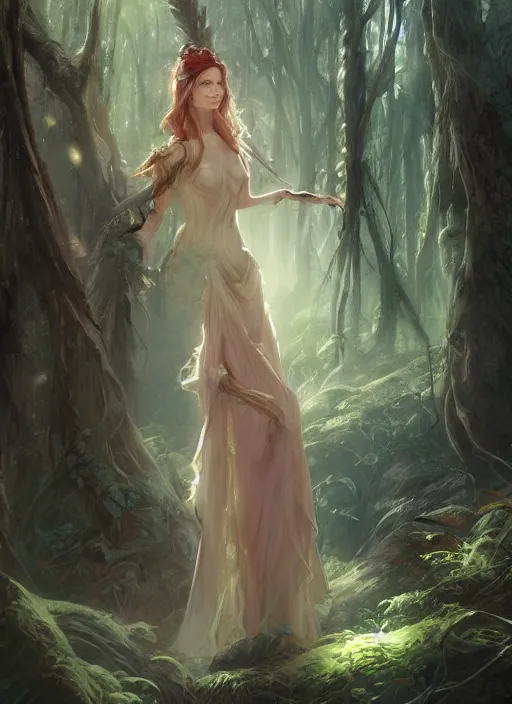Prompt: A beautiful digital painting of a princess in the mirkwood forrest looking at the camera by Stanley Artgerm Lau, frank frazetta, Rossdraws, James Jean, gerald brom, Andrei Riabovitchev, Marc Simonetti, and Sakimichan, trending on artstation
