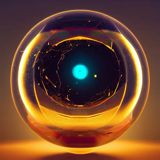 Image similar to tilt shift sphere ipercube particles huge light intricate reflection diffraction marble gold obsidian preraffaellite photography cut, octane, artstation render 8 k neon