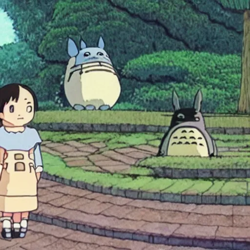 Image similar to a beautiful scene of two machine learning engineers discovering an amazing new algorithm, from studio ghibli's my neighbour totoro