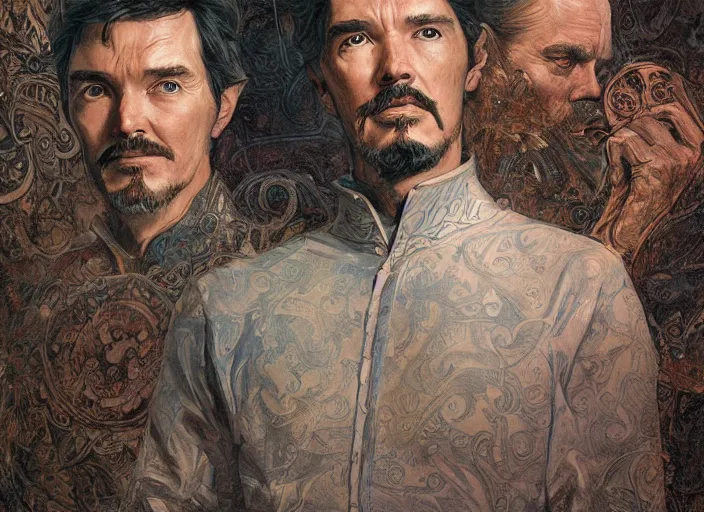 Prompt: a highly detailed old portrait of stephen strange, james gurney, james jean