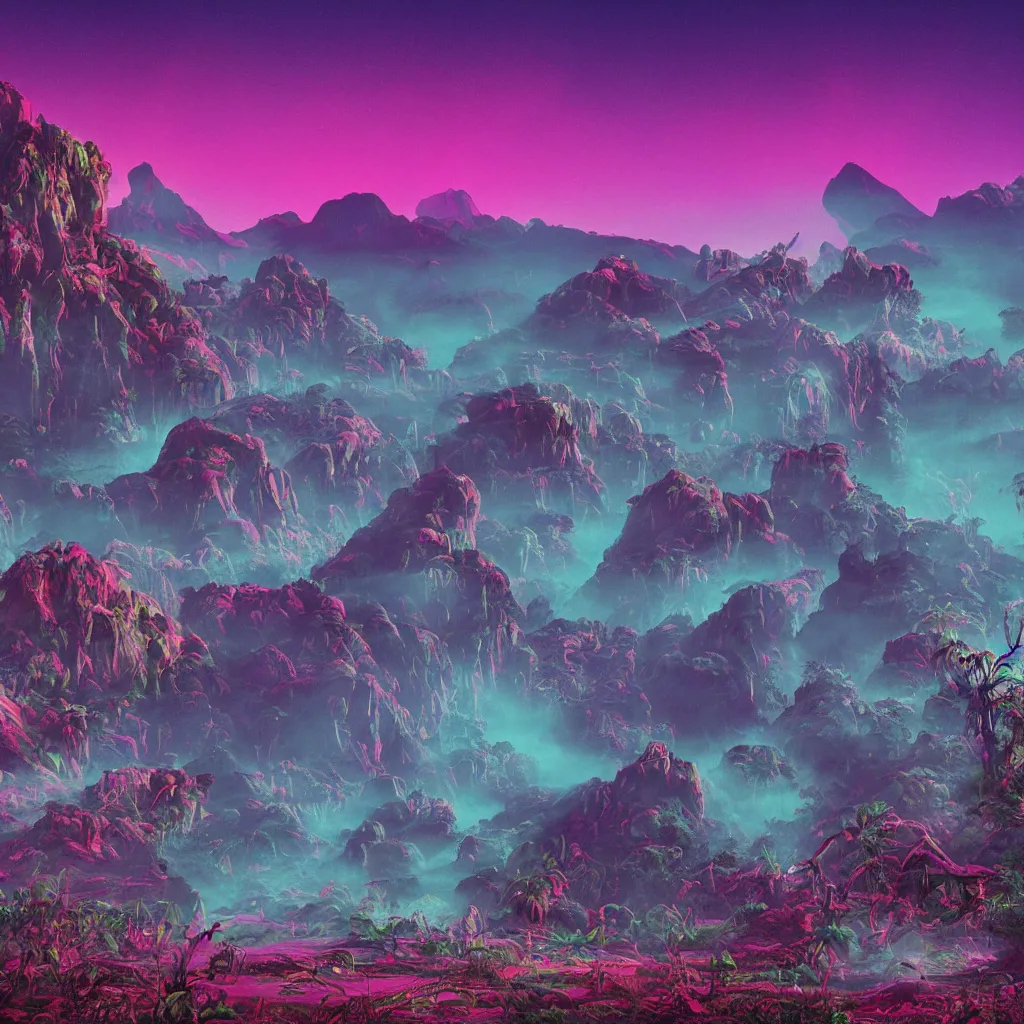 Image similar to 80s landscape photo, realistic, ET, goonies, retrowave, synthwave