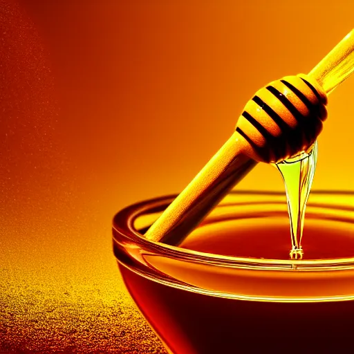 Prompt: honey dipper!!, dripping nectar from the gods, onto the planet earth!!, coating it in honey, highly detailed, dynamic shadows, 4 k, wallpaper, professional photo, caustics