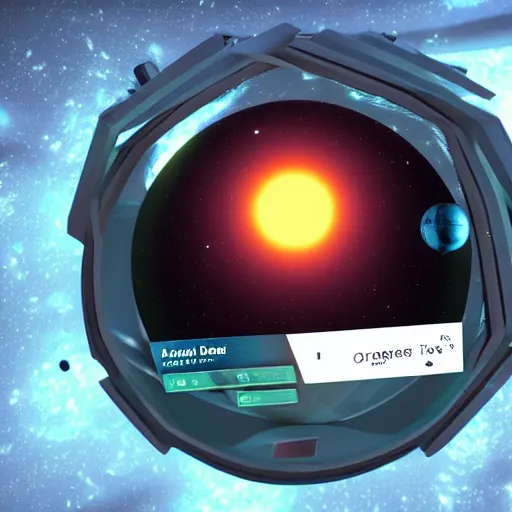 Image similar to an alien exoplanet depicted on a futuristic interface, onscreen info and labels