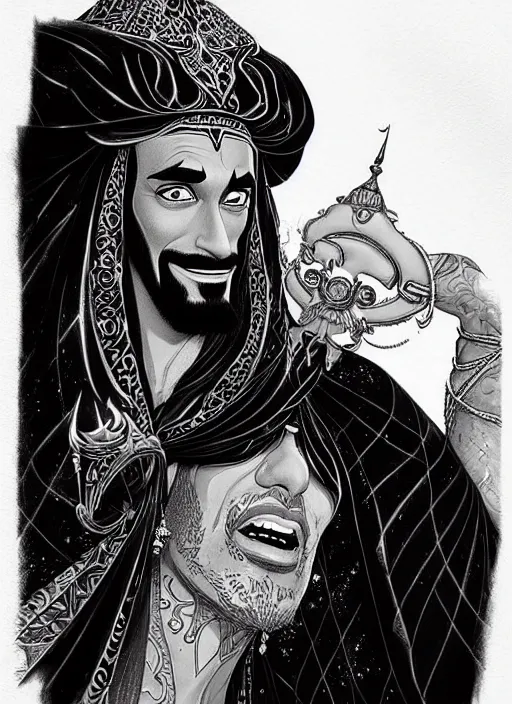 Prompt: highly detailed portrait of disney's jafar, magnificent, photographic realistic background, by james gilleard, by joe fenton, by kaethe butcher, trending on instagram, award winning details