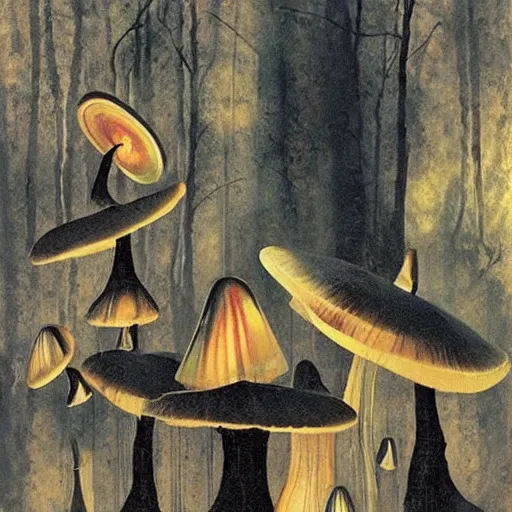 Image similar to psychedelic mushrooms dream, by dave mckean