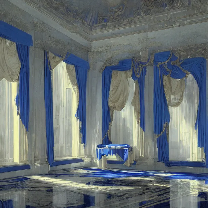 palace of marble draped in flowing sheets of cobalt | Stable Diffusion