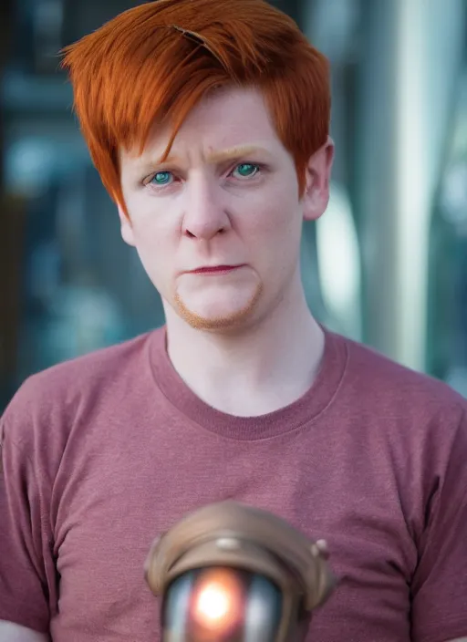 Image similar to portrait photo still of real life philip j fry from futurama, 8 k, 8 5 mm, f. 1 4