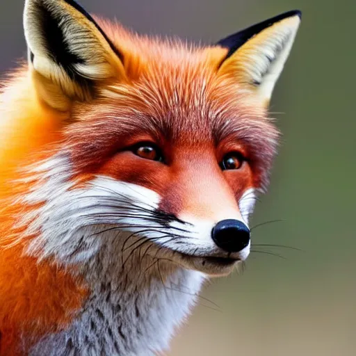 Prompt: beautiful fox close-up, XF IQ4, 150MP, 50mm, f/1.4, ISO 200, 1/160s, natural light, Adobe Photoshop, Adobe Lightroom, DxO Photolab, Corel PaintShop Pro, symmetrical balance, depth layering, polarizing filter, Sense of Depth, AI enhanced