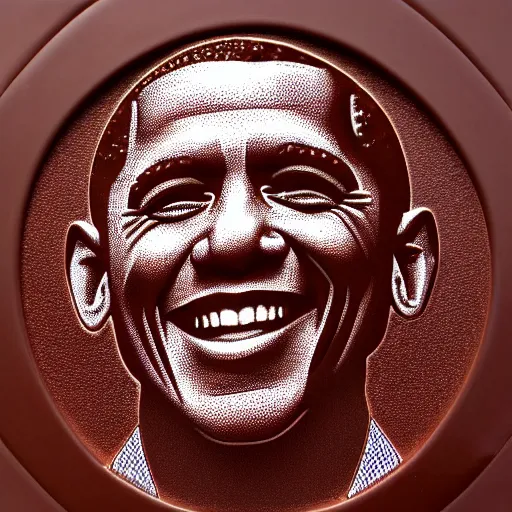 Prompt: dark chocolate emboss relief of barak obama