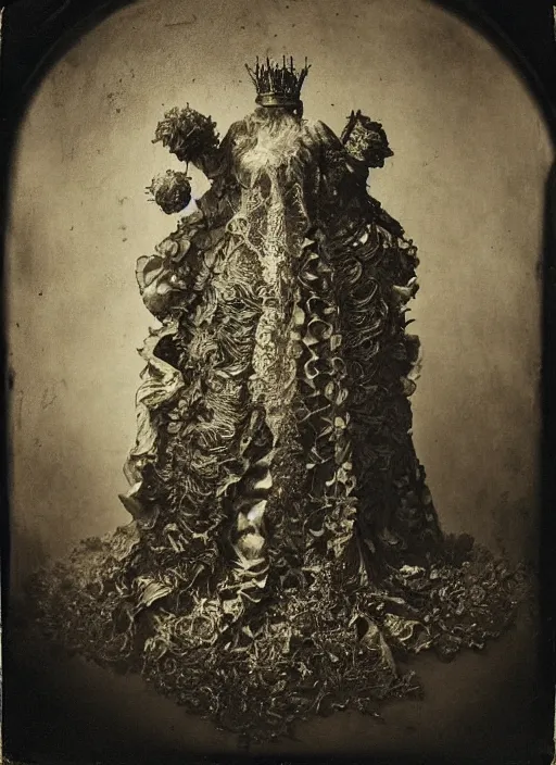 Image similar to old wetplate daguerreotype portrait of the birth of queen elisabeth, explosion of data fragments, fractal, intricate, elegant, highly detailed, parallax, leica, medium format, subsurface scattering, by jheronimus bosch and greg rutkowski and louis jacques mande daguerre