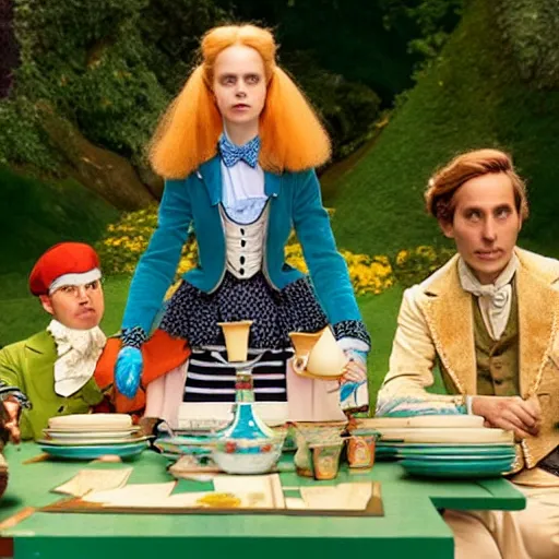 Prompt: Alice in Wonderland directed by Wes Anderson