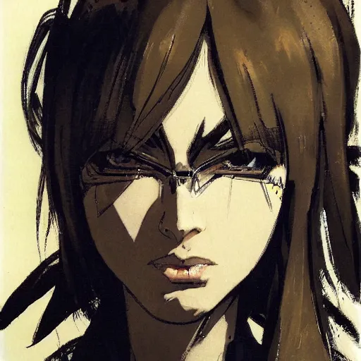 Image similar to regal - looking woman with pigtails, yoji shinkawa